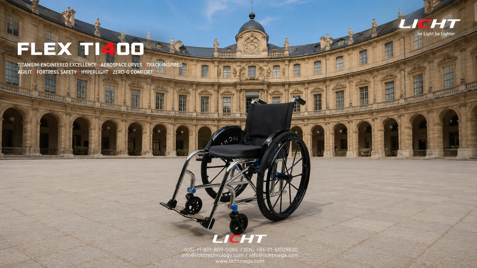 FLEX TI400 lightweight titanium folding wheelchair