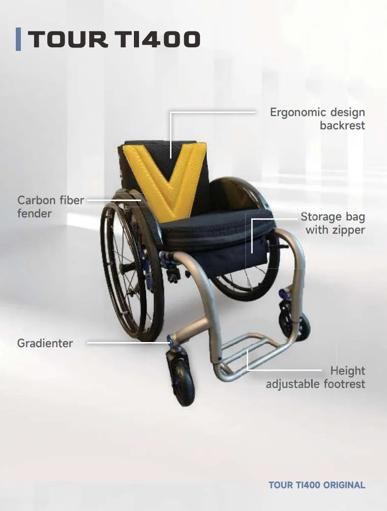TOUR TI400 titanium wheelchair feature view