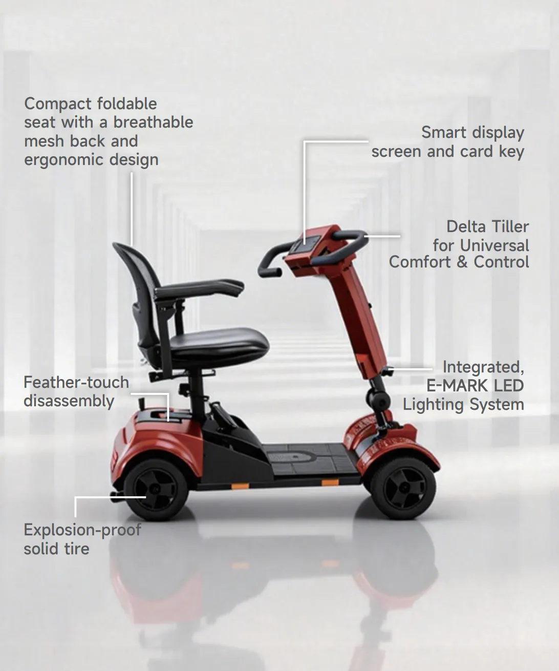 JOURNEY ALL-RIDE smart display and Delta Tiller mobility scooter